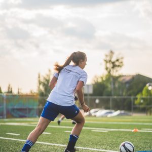 woman playing soccer